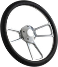 5-bolt Steering Wheel 14 Inch Aluminum with Black Wrap and Horn