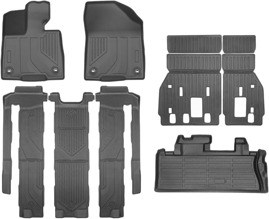 Custom Fit All-Weather Floor Mats for Toyota Sienna 2021-2026, Specifically Designed for 7-Seat Models (Platinum '24-'26 & LE/XLE/XSE/Limited '21-'25), Universal Trim-to-Fit Design (w/o Spare tire)