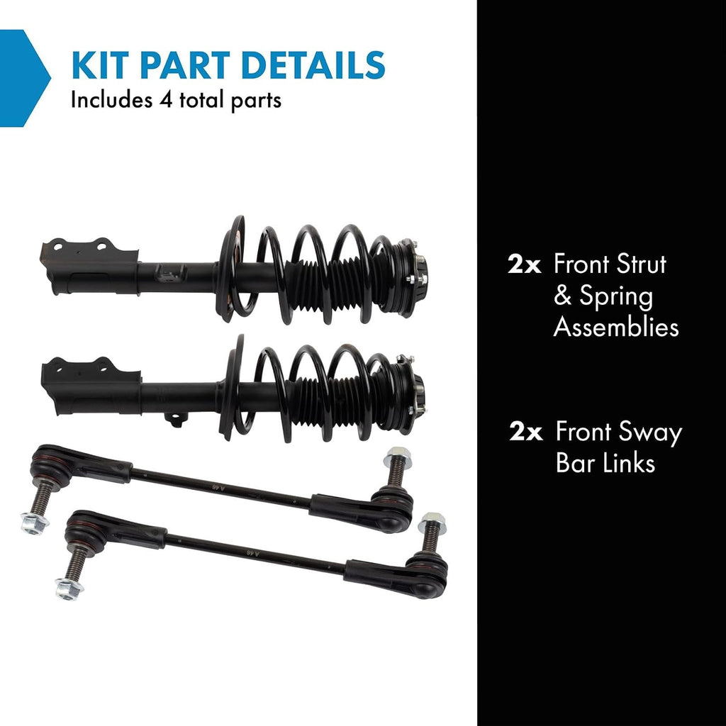 TRQ Front Suspension Kit Complete Strut & Coil Spring Assembly Sway Bar Stabilizer Link Compatible with 2018-2022 Buick Enclave Chevrolet Traverse
