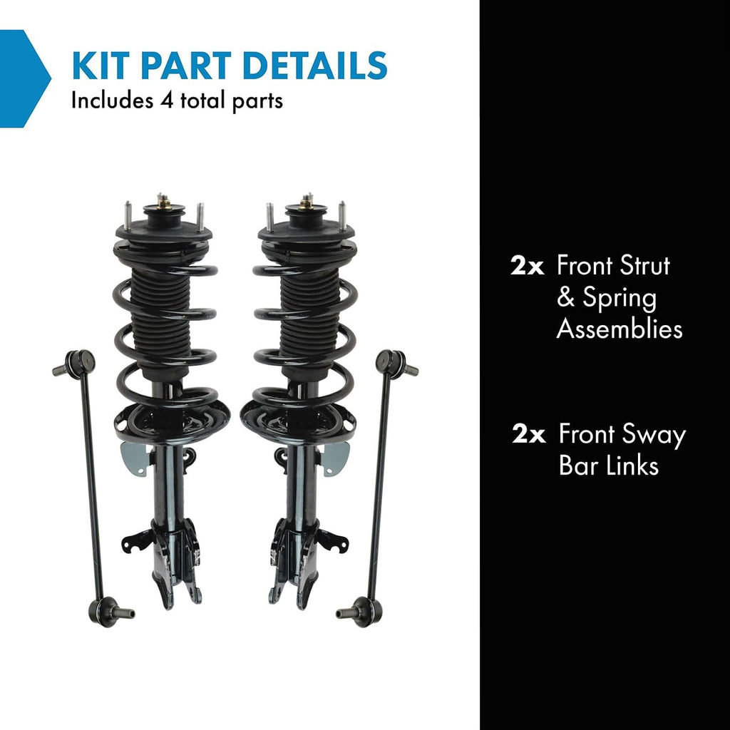 TRQ Front Suspension Kit Complete Strut & Coil Spring Assembly Sway Bar Stabilizer Link Compatible with 2007-2013 Acura MDX 2010-2013 ZDX
