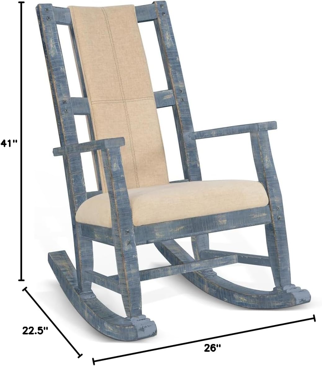 Sunny Designs Marina Mahogany Rocking Chair with Cushion Seat & Back in Blue