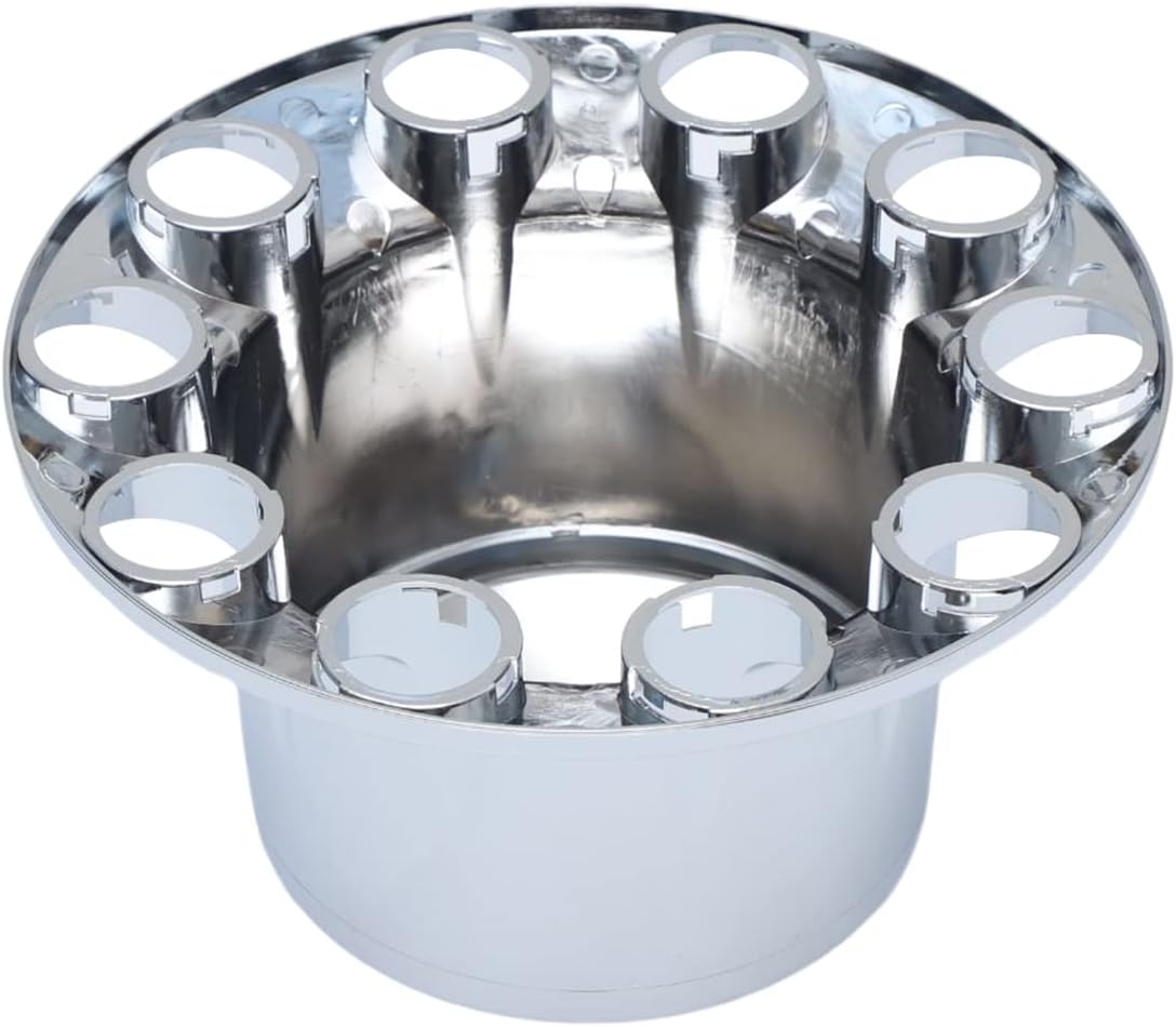 ABS Plastic Chromed Hubcaps Front and Rear Wheel Axle Cover Set with 33mm Thread-On Lug Nut Covers for Semi Trucks (Dome)