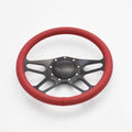 14'' Billet Full Wrap 9 Bolts Steering Wheel with 2'' Dish and Horn Button (Red)