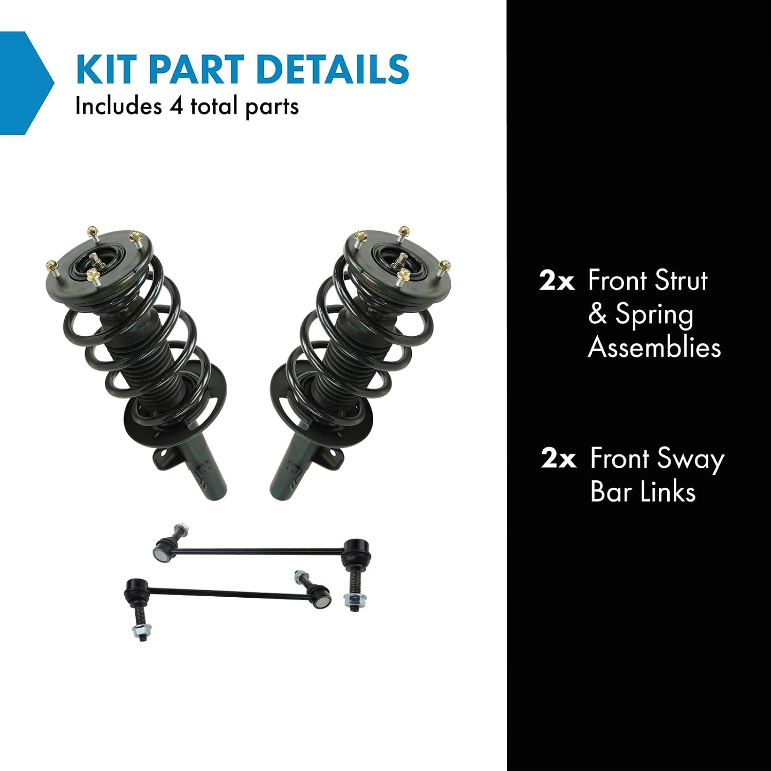 TRQ Front Suspension Kit Complete Strut & Coil Spring Assembly Sway Bar Stabilizer Link Compatible with 2010-2012 Ford Flex