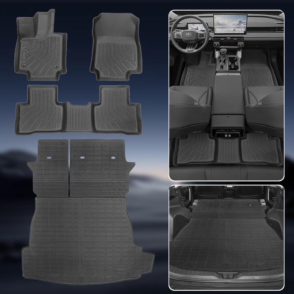 Custom Floor Mats & Cargo Liner for 2025 Toyota RAV4 PHEV (Plug-in Hybrid), All-Weather TPE Liners with Backrest Mats, 3D Laser Scanned for 2025 RAV4 New Generation, Black