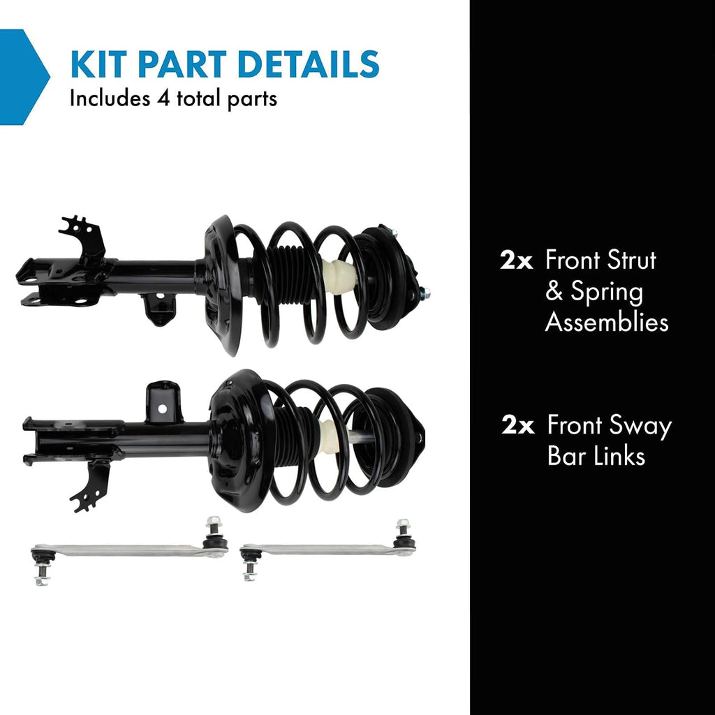 TRQ Front Suspension Kit Complete Strut & Coil Spring Assembly Sway Bar Stabilizer Link Compatible with 2018-2023 Toyota Camry