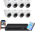 GW Security 16 Channel NVR UltraHD 12MP 6K Face/Human/Vehicle/License Plate Detection Security Camera System with 8 x 12MP IP Microphone Smart AI Dome Camera, Color Night Vision, Outdoor/Indoor Camera