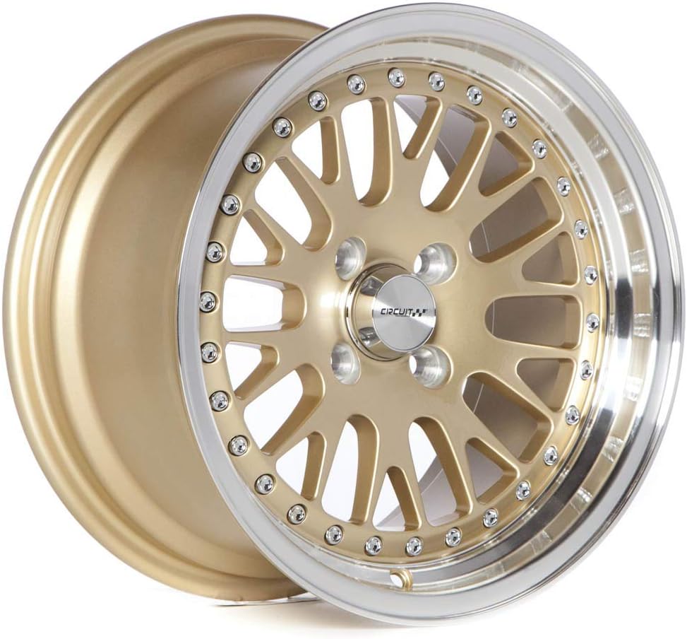 Circuit Performance CP21 15×8 Gloss Gold Wheel 4×100 [+25mm] compatible with Honda Civic EK EG, Acura Integra, BMW E30, Mazda Miata