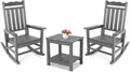Stoog All-Weather Outdoor & Indoor Rocking Chairs Set of 2 with Table, 3 Piece Front Porch Rocker Set, 400Lbs Support Porch Rocker for Backyard, Lawn, Garden and Fire Pit, Grey