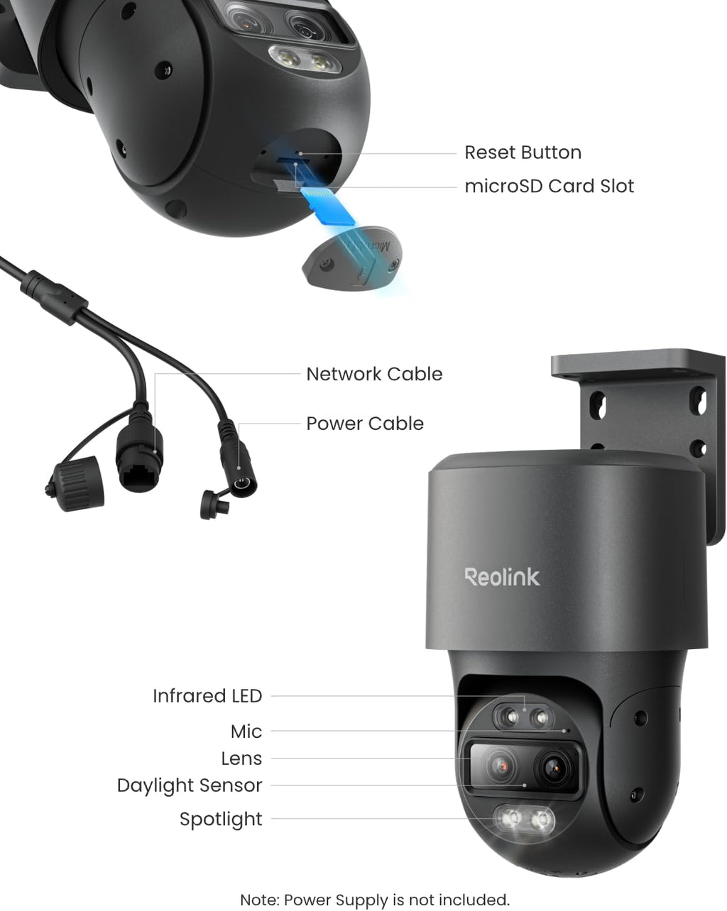 REOLINK PoE PTZ Security Camera System, 4K Camera with Dual-Lens, 6X Hybrid Zoom, 355 Pan & 90 Tilt, Auto Tracking, 24/7 Recording, AI Video Search, TrackMix PoE