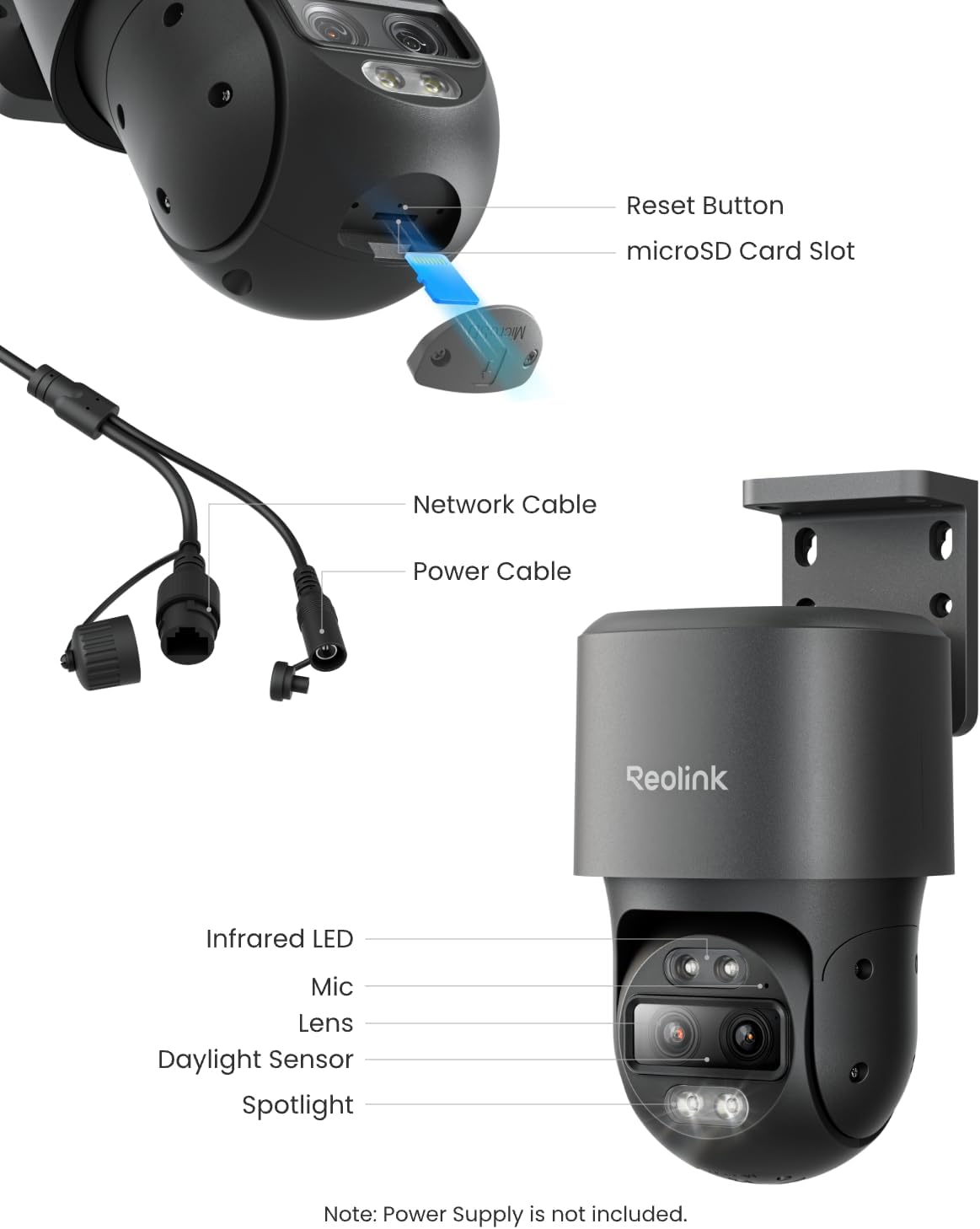 REOLINK PoE PTZ Security Camera System, 4K Camera with Dual-Lens, 6X Hybrid Zoom, 355 Pan & 90 Tilt, Auto Tracking, 24/7 Recording, AI Video Search, TrackMix PoE
