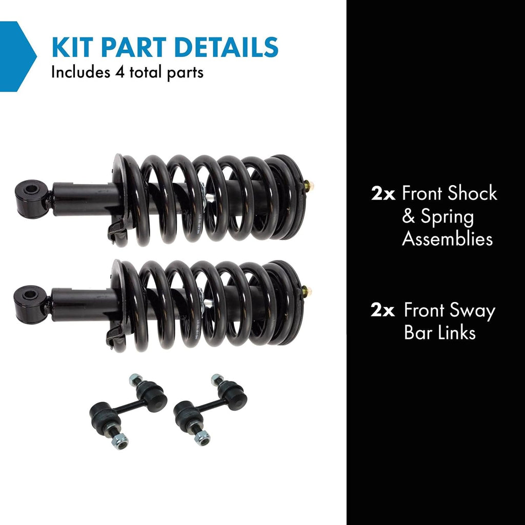 TRQ Front Suspension Kit Shock & Spring Strut Assembly Sway Bar Stabilizer Link Compatible with 2004-2010 INFINITI QX56 2005-2015 Nissan Armada 2004 Pathfinder Armada 2004-2015 TITAN