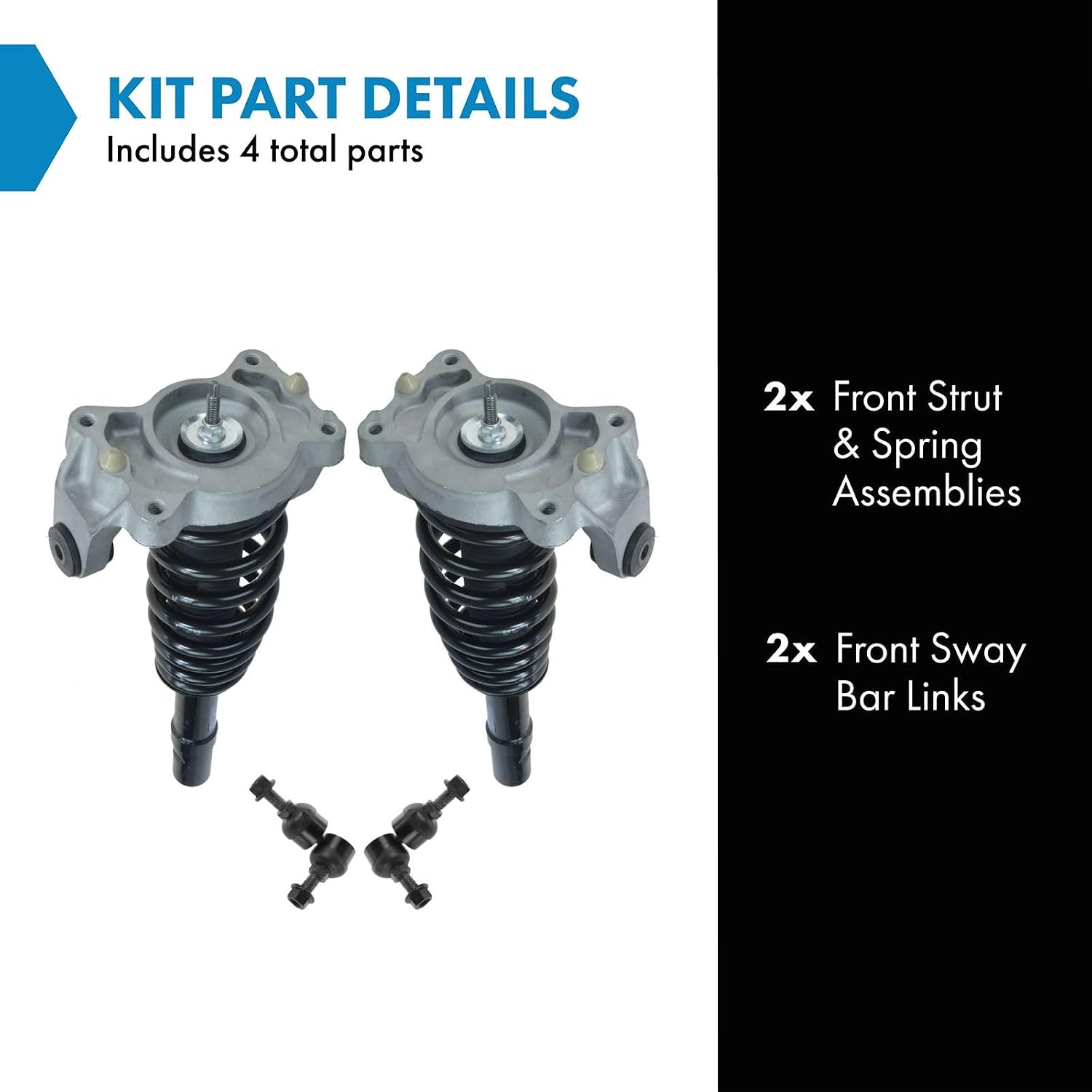 TRQ Front Suspension Kit Complete Strut & Coil Spring Assembly Sway Bar Stabilizer Link Compatible with 1999-2000 Chrysler Cirrus 2001-2006 Sebring 1999-2006 Dodge Stratus Plymouth Breeze