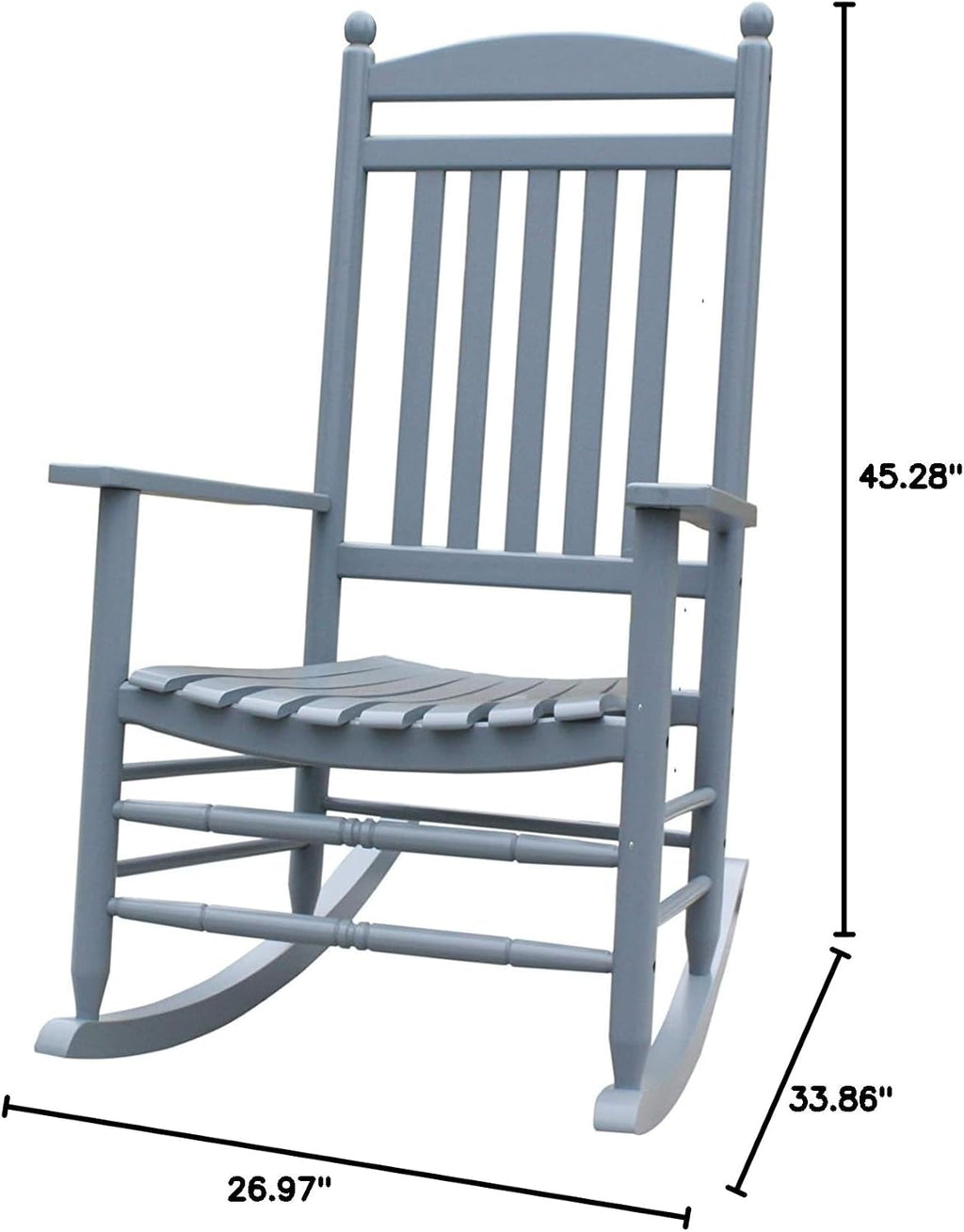 Rocking Rocker-A040GY Grey Wood Porch Rocker/Outdoor Rocking Chair -Easy to Assemble-Comfortable Size-Outdoor or Indoor Use