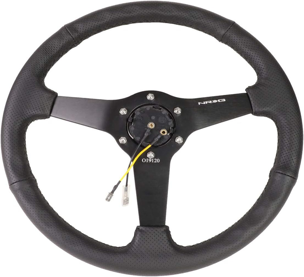 Auto Dynasty NRG Innovations Reinforced RST-037MB-PR Aluminum 350mm 1 Inches Deep Dish Black Spokes Steering Wheel