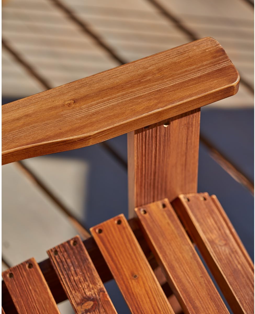 Shine Company Marina Adirondack Porch Rocker, Indoor Outdoor Wood Rocking Chair, Oak