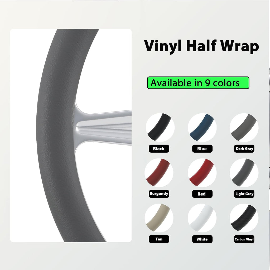 14' Satin Billet Steering Wheel with Half Wrap and Horn Button (Dark Grey)