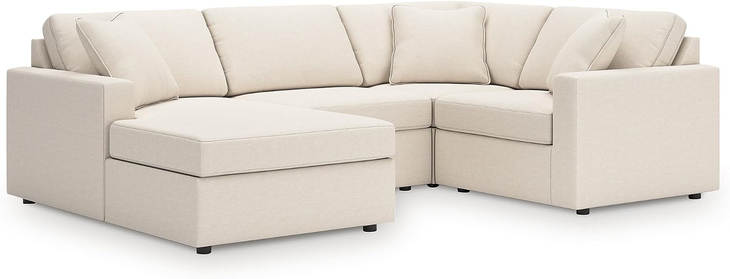 Signature Design by Ashley Casual Modmax Stain Resistant U-Shape Left-Arm Facing 4-Piece Sectional with Chaise and Reversible Cushion, Beige