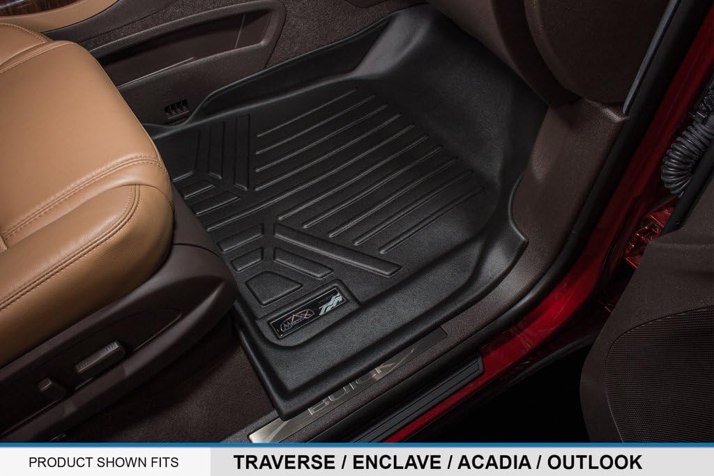 MAXLINER Custom Fit 2 Row & Cargo Liner Behind the 3rd Row Black Floor Mat Liner Set Compatible with 2009-2016 GMC Acadia/2017 Acadia Limited/2009-2010 Saturn Outlook (2nd Row Bucket Seats)
