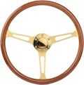 15Inch/380mm Solid Wood Steering Wheel Universal Sports Automobile Steering Wheel Car Accessories(Gold shelf)