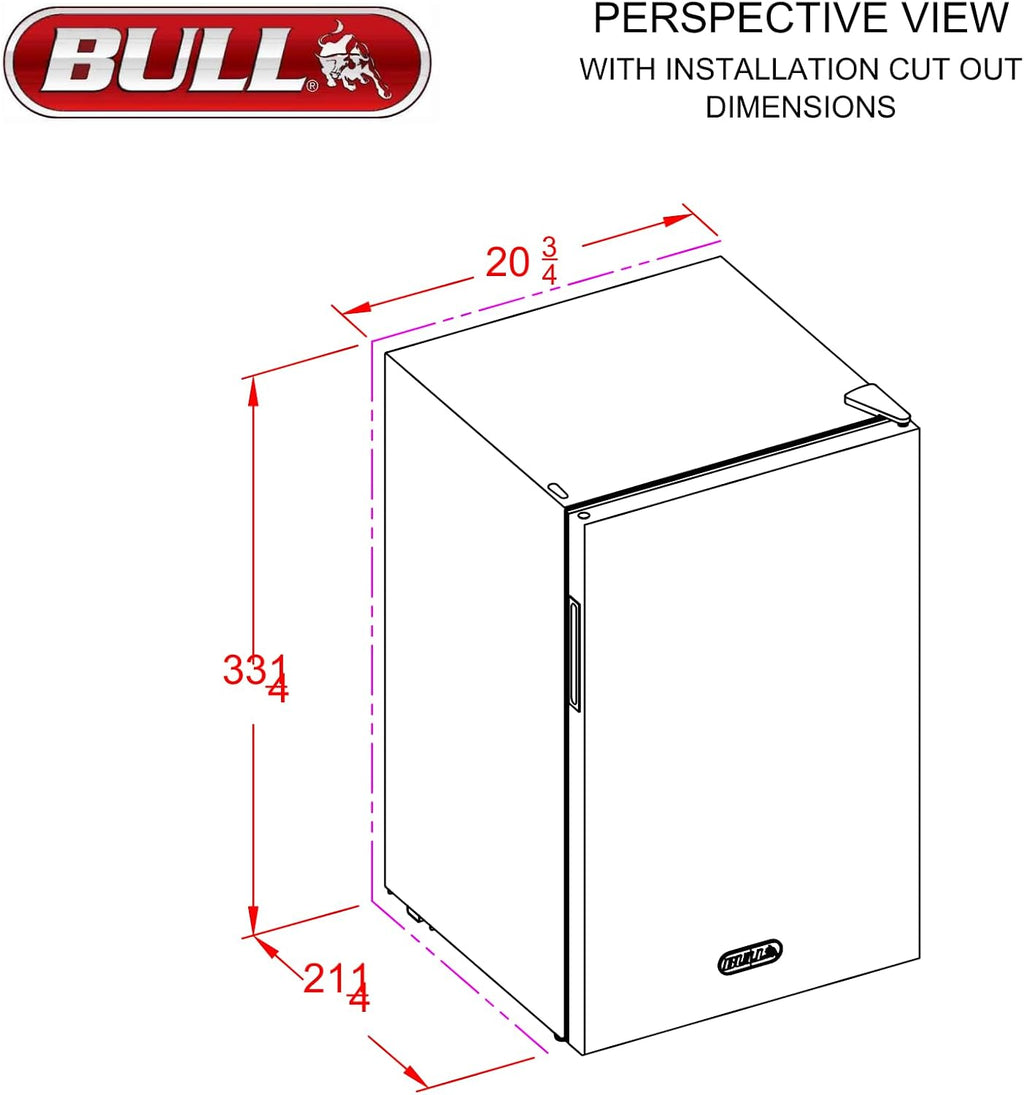 Bull Outdoor Products Contemporary Refrigerator – 4.5 cu. ft. Compact Stainless Steel Outdoor Fridge with Reversible Door and Full Temperature Control