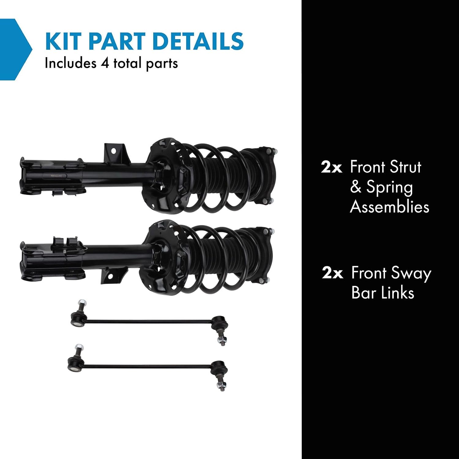 TRQ Front Suspension Kit Complete Strut & Coil Spring Assembly Sway Bar Stabilizer Link for 2016-2020 Kia Sorento