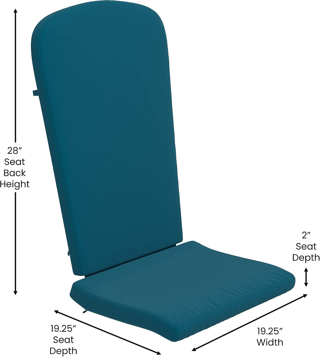 Flash Furniture Charlestown Set of 2 Adirondack Chair Cushions - Teal Fabric Cushions - 2' Thick Padding - Indoor/Outdoor - Patio Chair Replacement Cushions