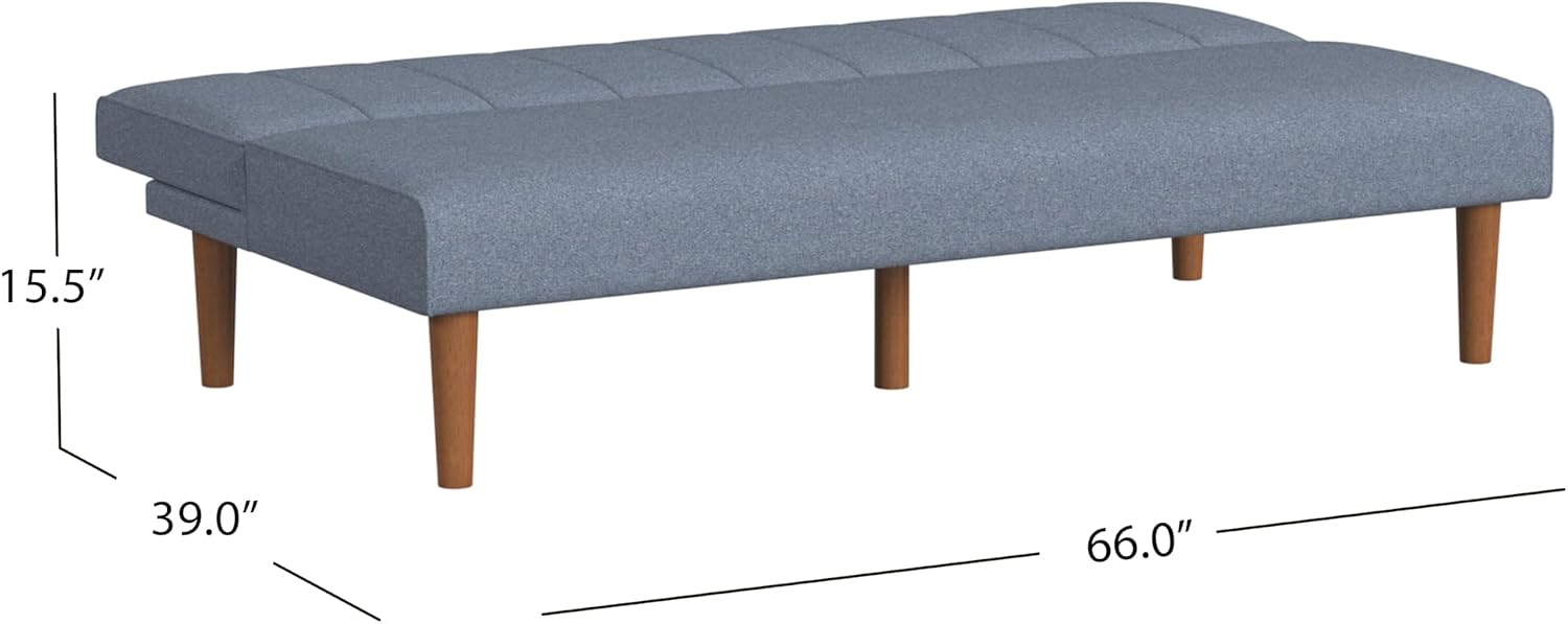 Spatial Order Upholstered Bergen Convertible Futon Sofa Bed, Modern Sofa Couches for Living Room, Small Spaces, Dorm, Apartment, Blue Woven