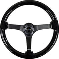 NRG Innovations NRG-RST-036BK-BK Reinforced Steering Wheel - Classic Black Wood Grain Wheel (3' Deep), 350mm, 3 Solid Spoke Center in Black Chrome