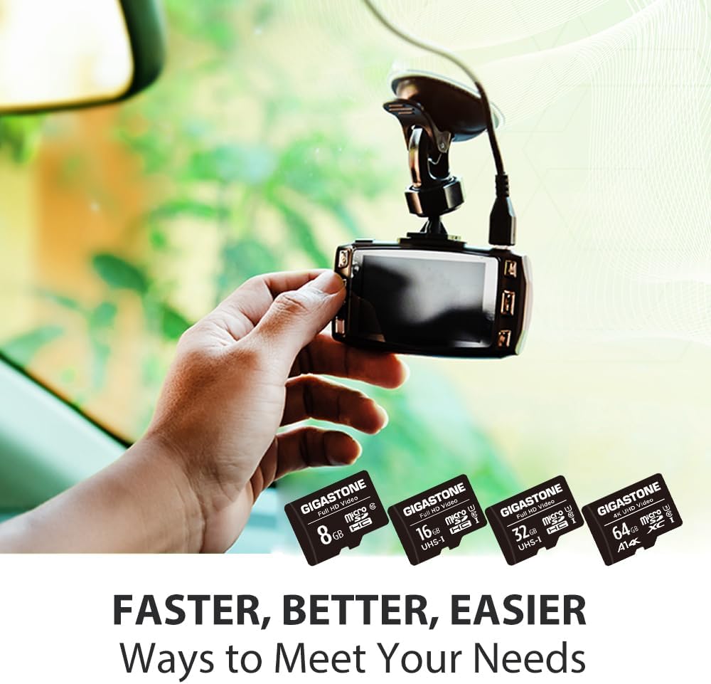 Gigastone 32GB Micro SD Card Full HD Video Surveillance Security Camera Action Camera Drone Micro SDHC UHS-I U1 C10 90MB/s (Pack of 10)