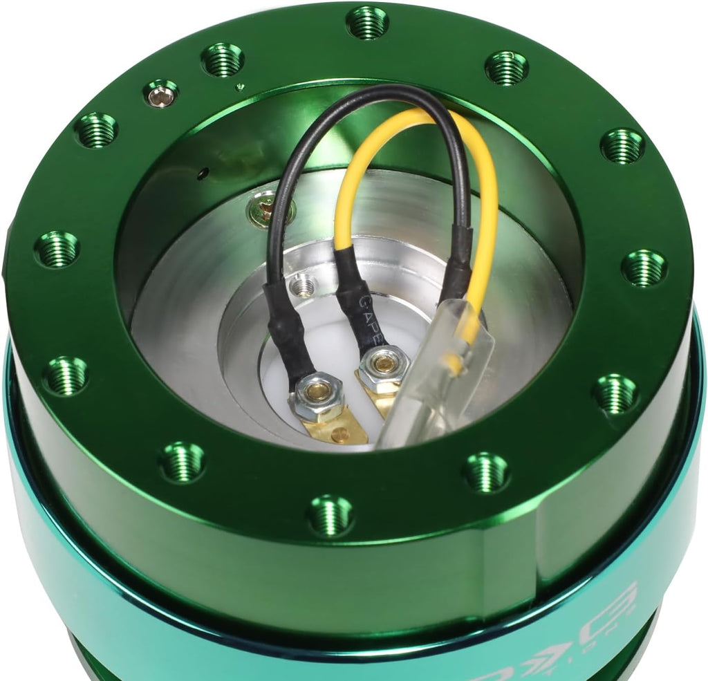 NRG Innovations Gen 2.0 Steering Wheel Quick Release Adapter 6-HOLE with Mounting Bolts, (Green Body/Green Ring) 6-Hole Design, NRG-SRK-200GNGN