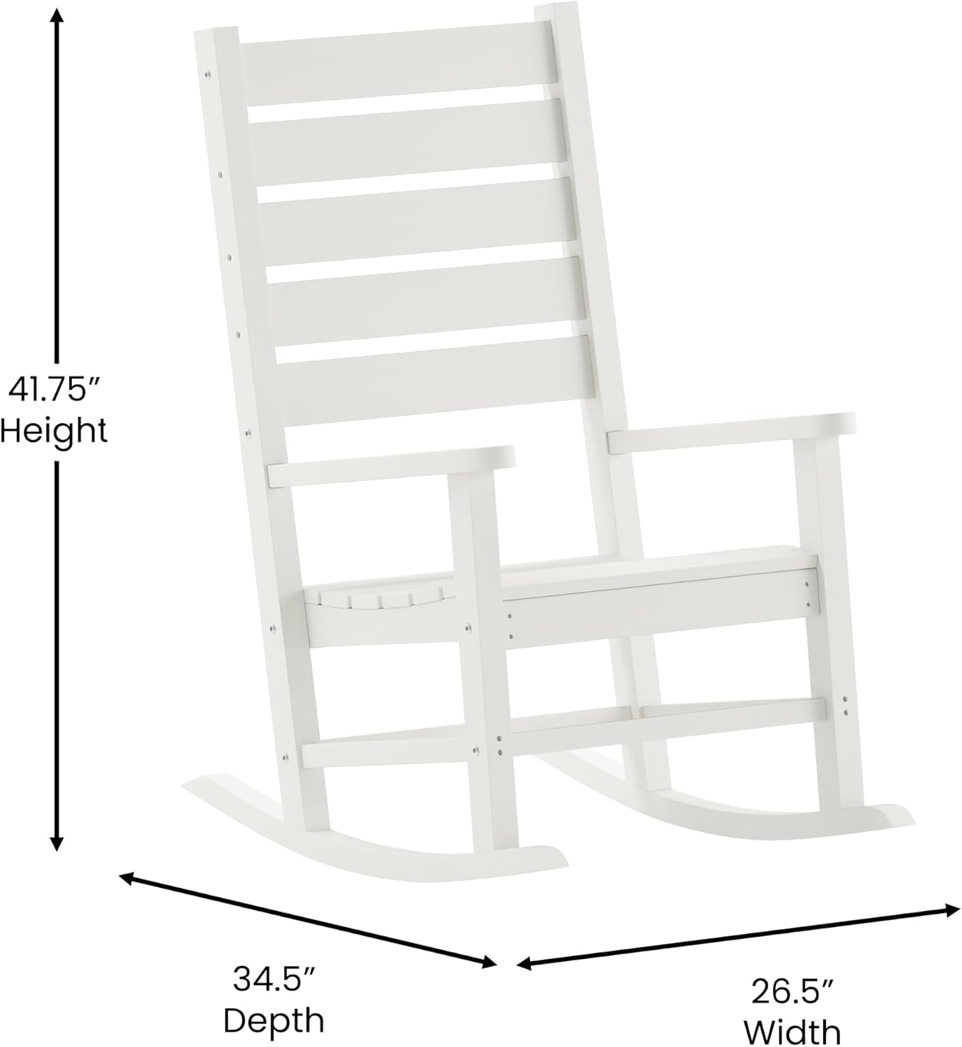 Flash Furniture Manchester Commercial Grade Outdoor Rocking Chair, All-Weather HDPE Indoor/Outdoor Rocker, White