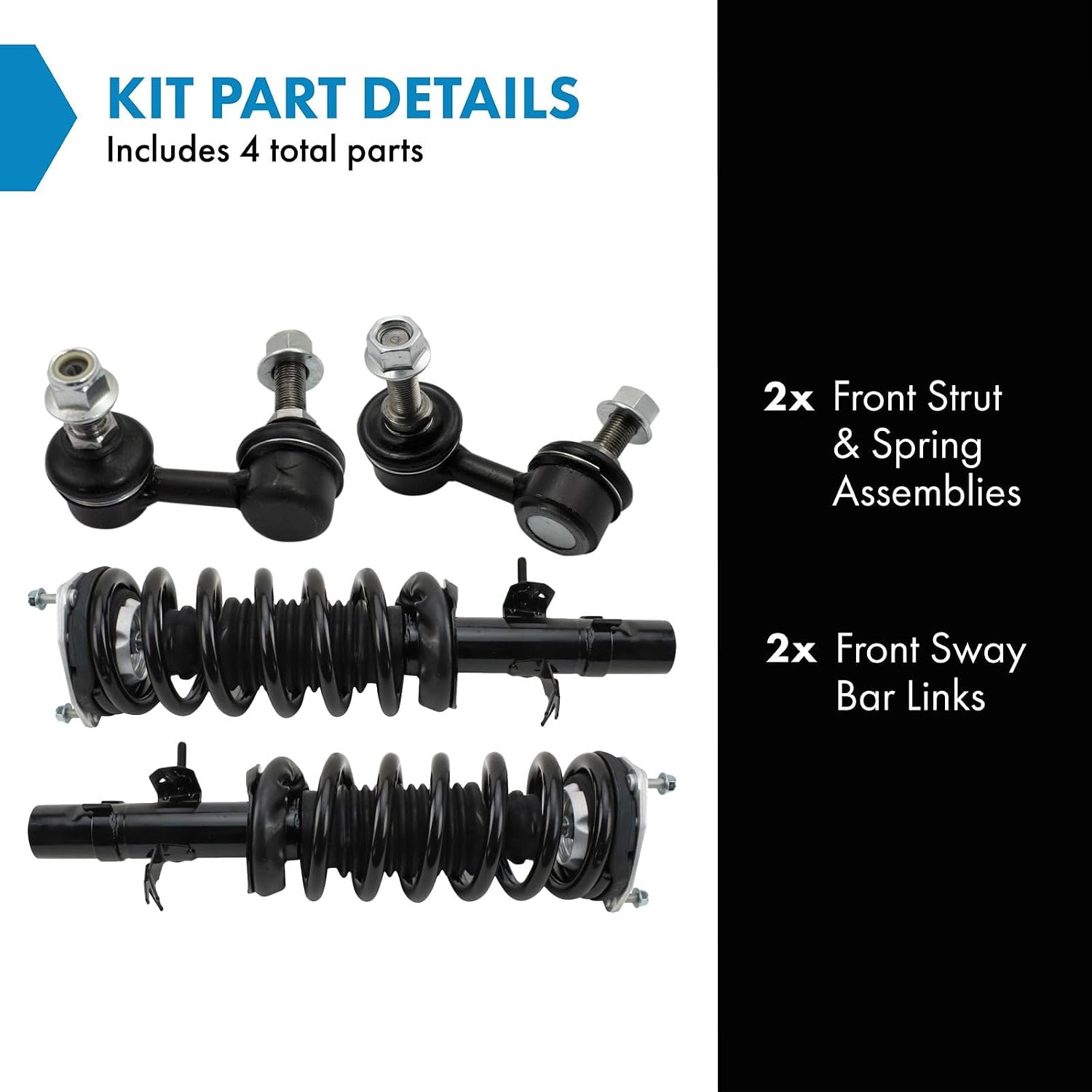 TRQ Front Suspension Kit Complete Strut & Coil Spring Assembly Sway Bar Stabilizer Link Compatible with 2009-2013 Infiniti G37 2014-2017 Q60
