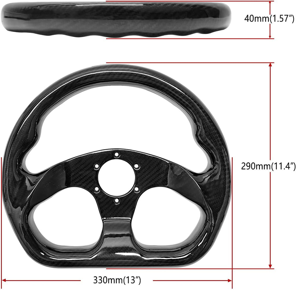 Universal 320mm Real Carbon Fiber Racing Steering Wheel Black (02) | Flat Bottom D shaped ,hard and lightweight ,6 Holes Semicircle Jet