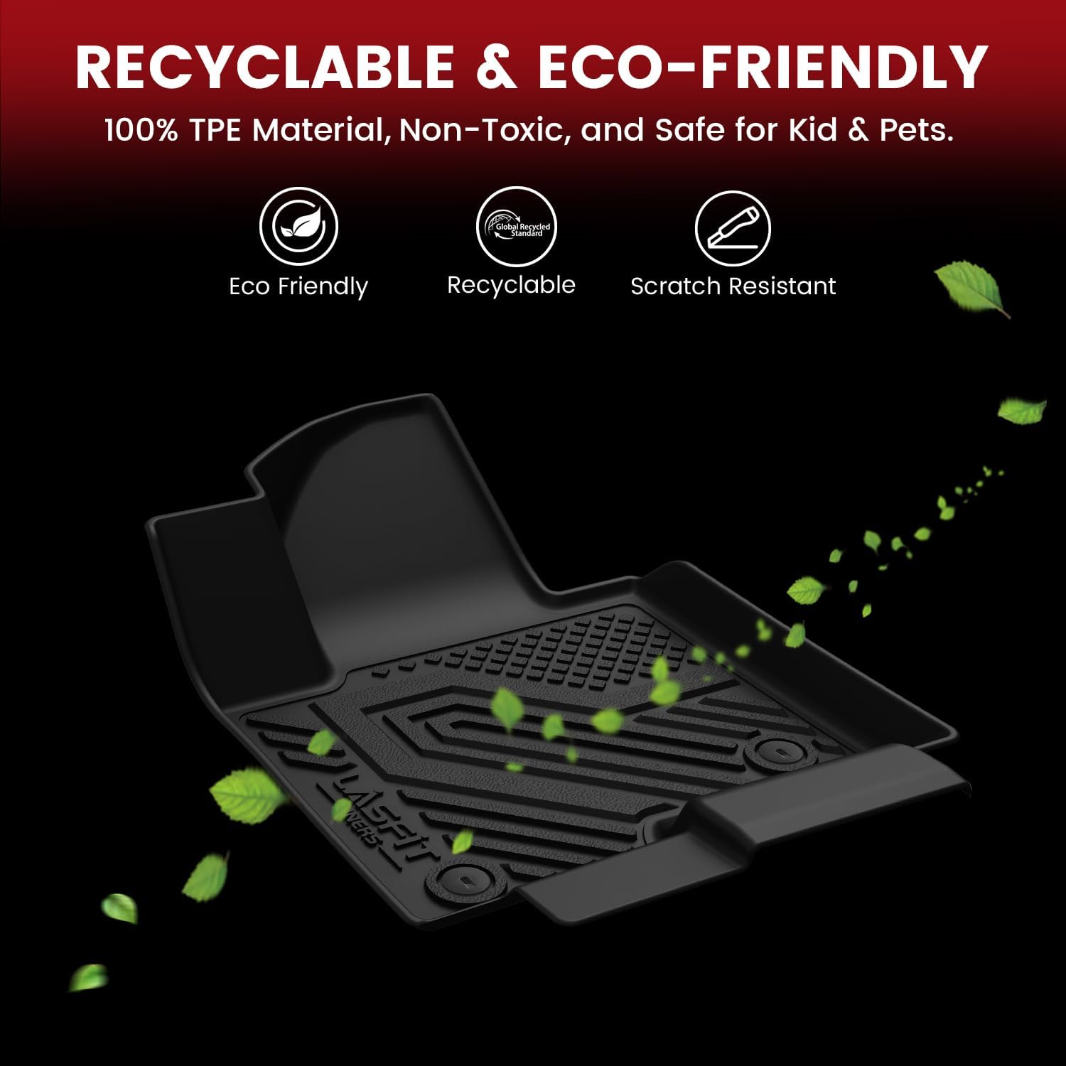 LASFIT Floor Mats & Cargo Liner for Chevrolet Chevy Bolt EV 2017-2023 (Not EUV), All Weather TPE Custom Fit Floor Liners for Cars, Car Floor Mats Full Set for Chevrolet Chevy Bolt EV Accessories, 4PCS