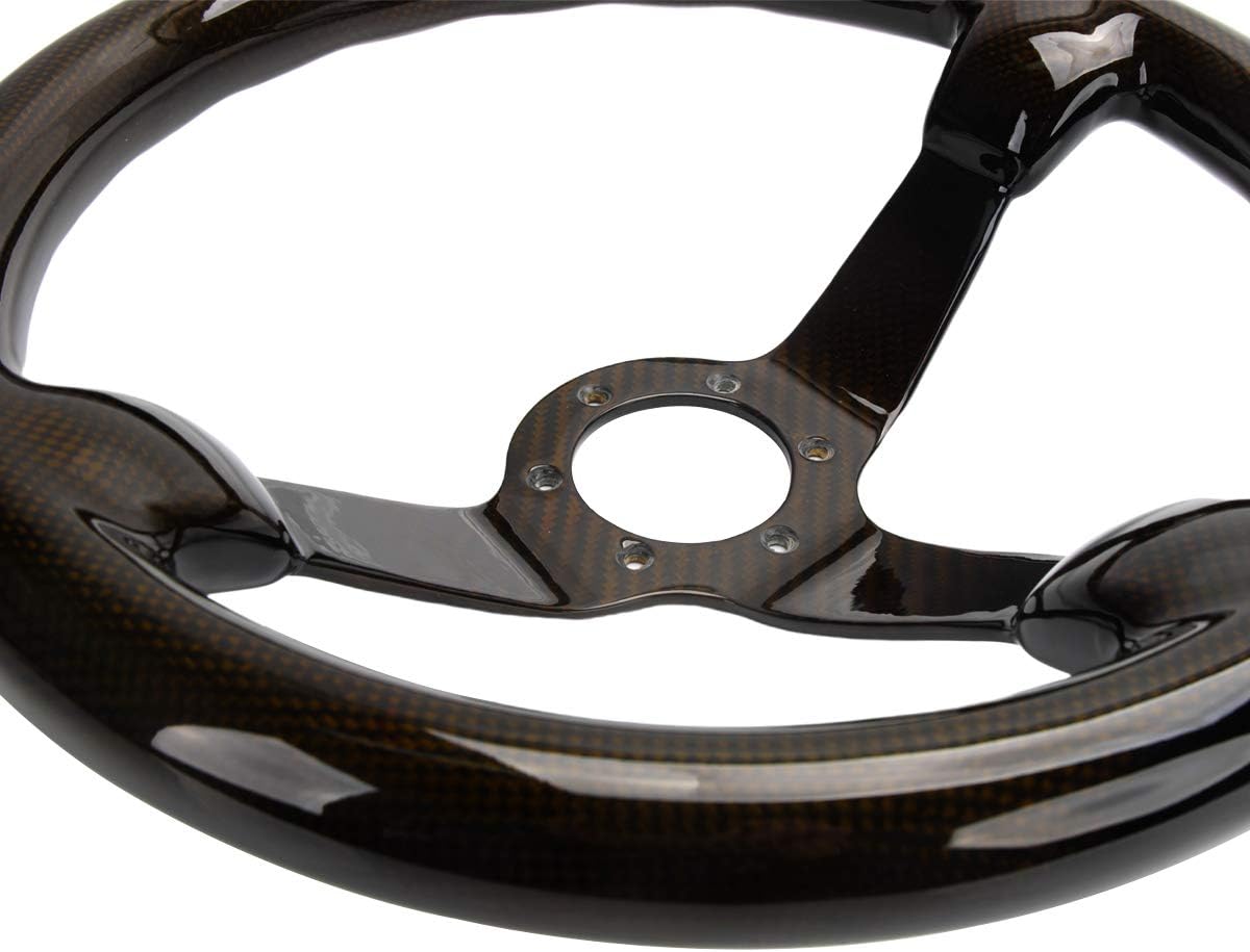 Carbon Fiber Racing Quick Release Steering Wheel 14'' inch 350mm Diameter 6 Bolts