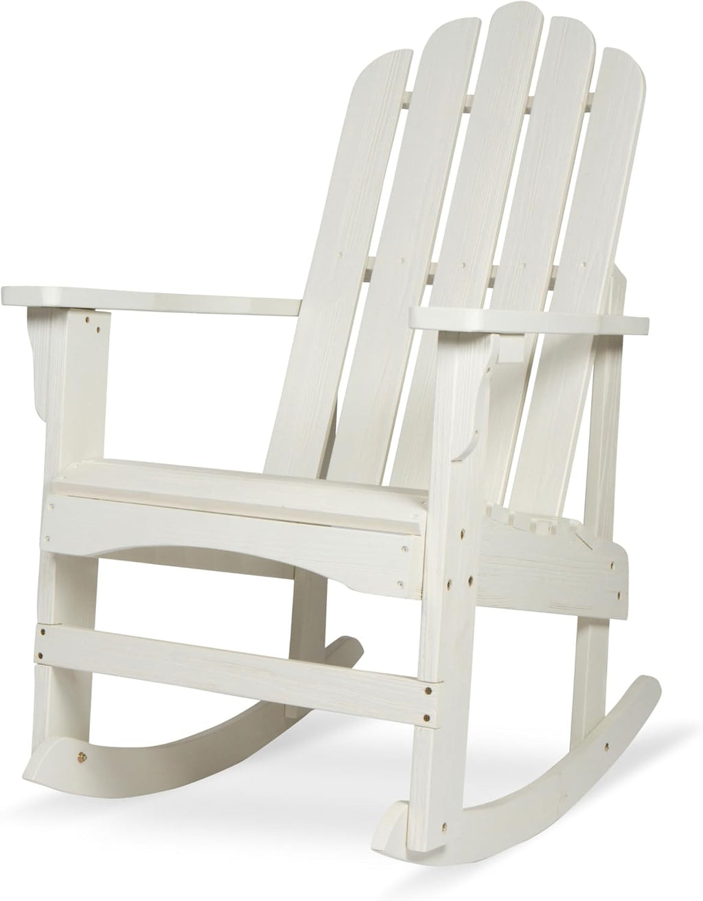 Shine Company Marina Adirondack Porch Rocker, Indoor Outdoor Wood Rocking Chair, Eggshell White