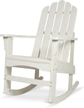 Shine Company Marina Adirondack Porch Rocker, Indoor Outdoor Wood Rocking Chair, Eggshell White