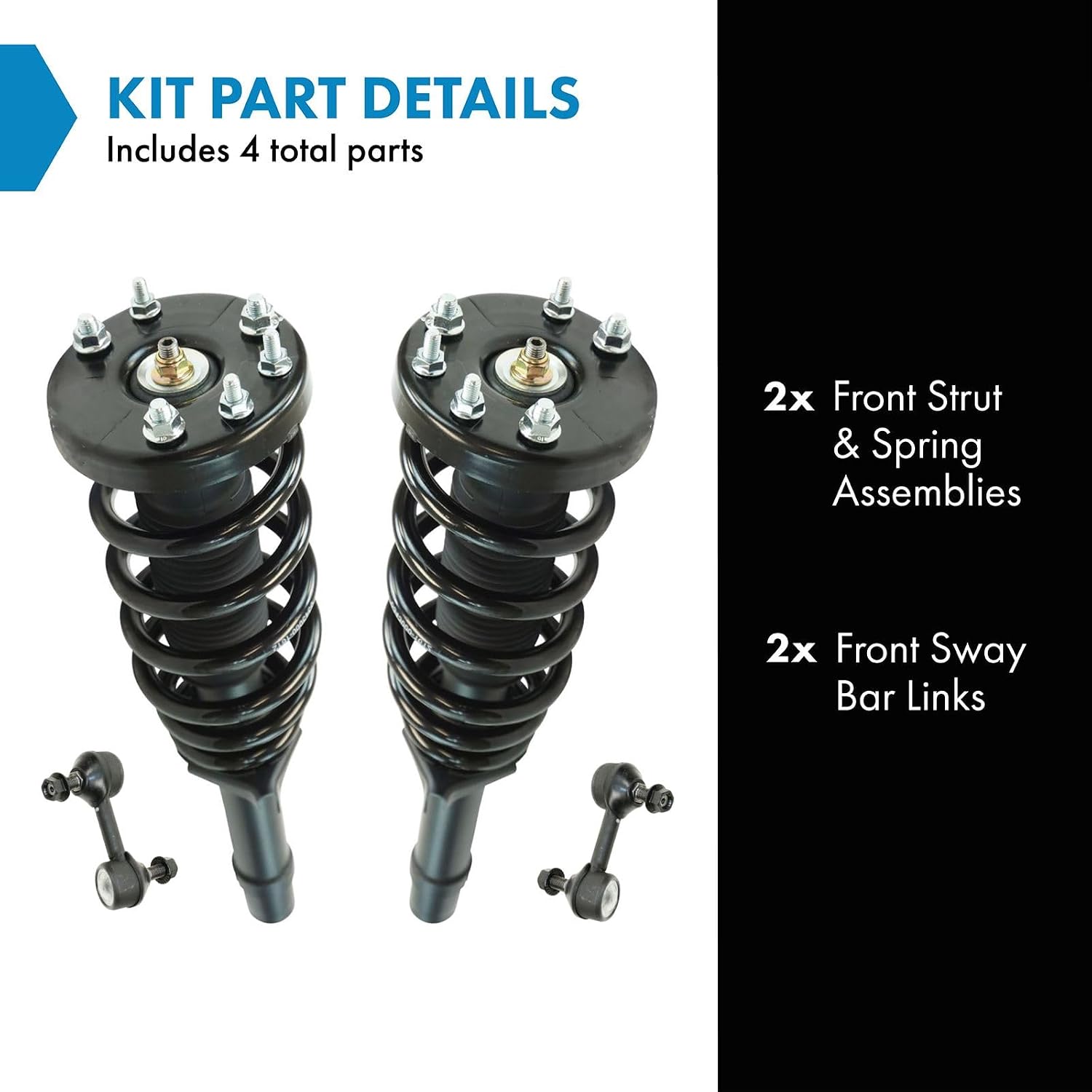 TRQ Front Suspension Kit Complete Strut & Coil Spring Assembly Sway Bar Stabilizer Link Compatible with 2009-2014 Acura TSX 2008-2012 Honda Accord