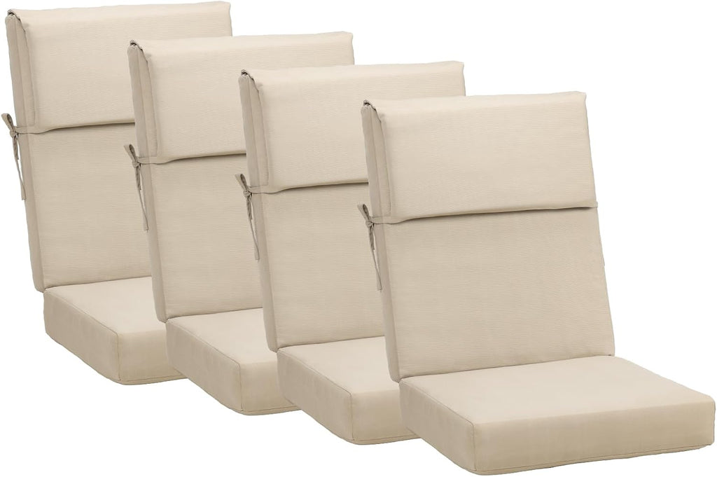 BPS 20 x 20 Inch Outdoor Rocking Chair Cushion Set of 4, Fade-Resistant and Water-Resistant Olefin Fabric Patio Chair Cushions with Removable Cover and Straps for Outdoor/Indoor Swivel, Dining Chairs