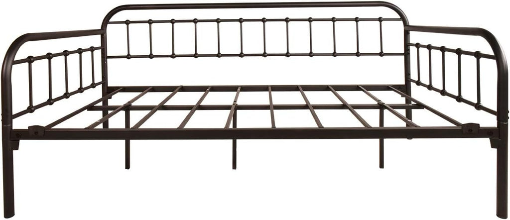 HOMERECOMMEND Metal Daybed Frame Heavy Duty Metal Slats Sofa Bed Platform Mattress Foundation Twin Day Bed Black Sanded Color