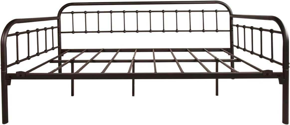 HOMERECOMMEND Metal Daybed Frame Heavy Duty Metal Slats Sofa Bed Platform Mattress Foundation Twin Day Bed Black Sanded Color