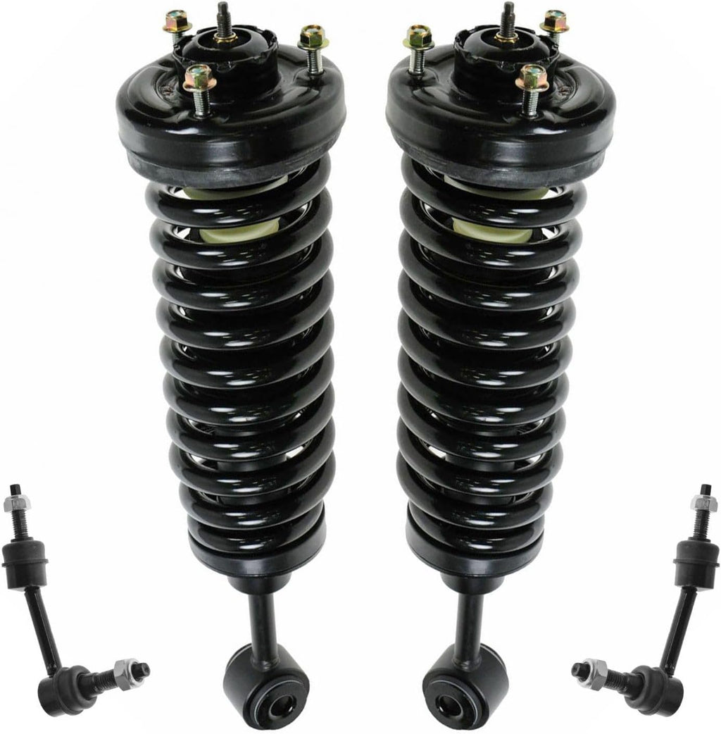 TRQ Front Suspension Kit Shock & Spring Strut Assembly Sway Bar Stabilizer Link Compatible with 2003-2005 Ford Expedition Lincoln Navigator