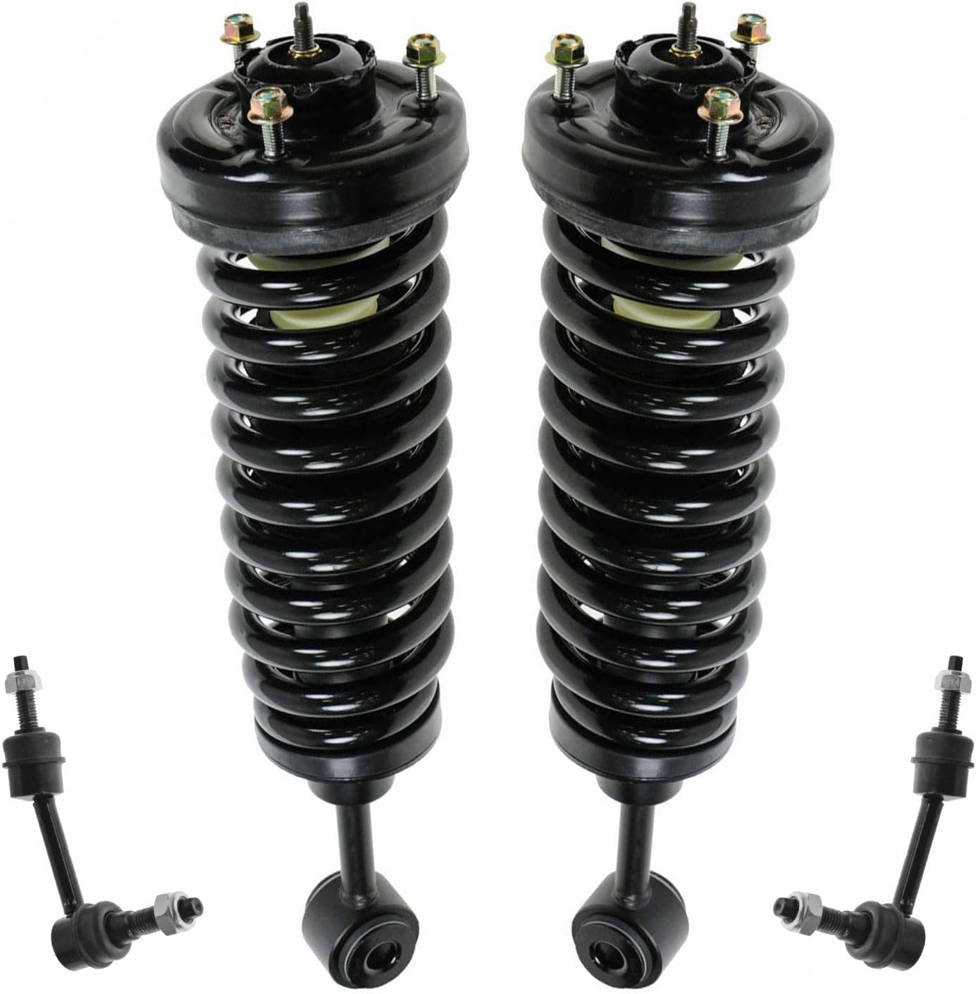 TRQ Front Suspension Kit Shock & Spring Strut Assembly Sway Bar Stabilizer Link Compatible with 2003-2005 Ford Expedition Lincoln Navigator