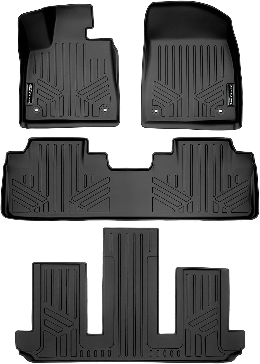 SMARTLINER All Weather Custom Fit 3 Row Floor Mat Liner Set Compatible with 2018-2022 Lexus RX L/RX L Hybrid (6 Passenger Models)