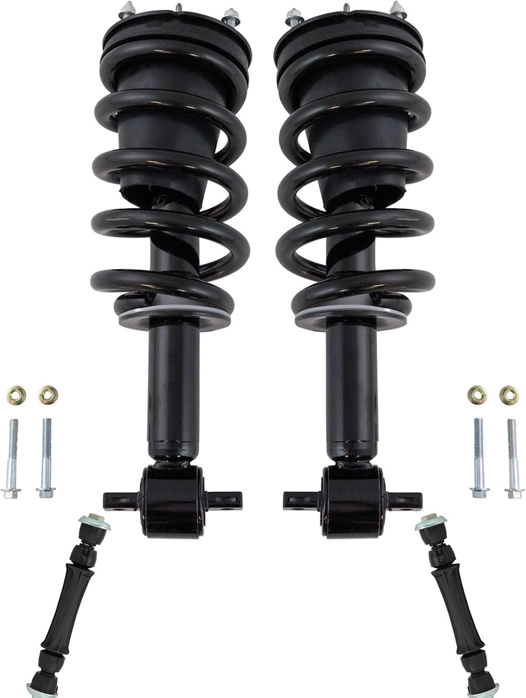 TRQ Front Suspension Kit Shock & Spring Strut Assembly Sway Bar Stabilizer Link Compatible with 2014-2018 Chevrolet Silverado 1500 GMC Sierra 1500