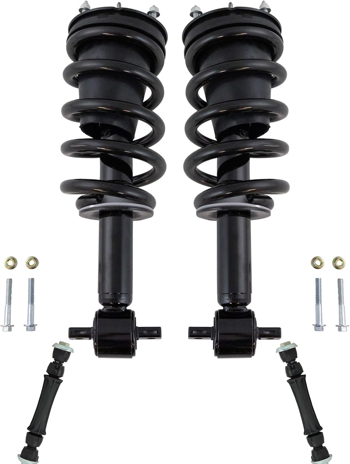 TRQ Front Suspension Kit Shock & Spring Strut Assembly Sway Bar Stabilizer Link Compatible with 2014-2018 Chevrolet Silverado 1500 GMC Sierra 1500