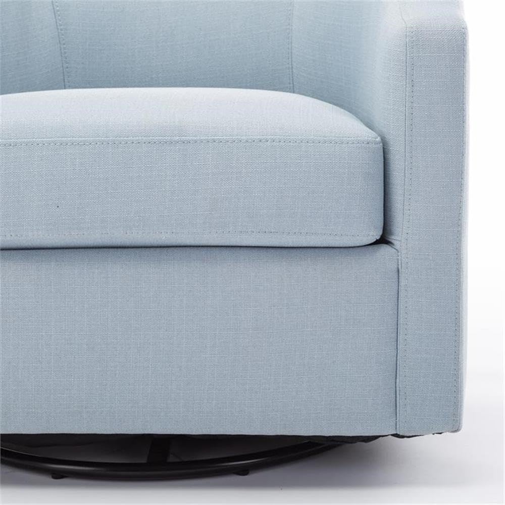 Infinity Polyester Fabric Swivel/Rocker Barrel Accent Chair with Pocket Coil Seat Cushion, 360 Degree Swivel, No Assembly Required, in Sky Blue Finish