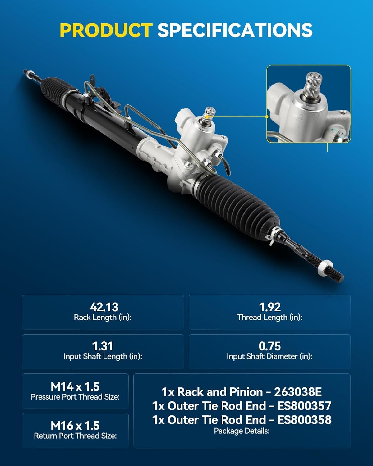 PHILTOP Hydraulic Power Steering Rack & Pinion Assembly for 2007-2008 Altima, 2009-2011/2013 Altima Coupe, 2009-2012 Altima Sedan, with Outer Tie Rod Ends, Replace# 26-3038E