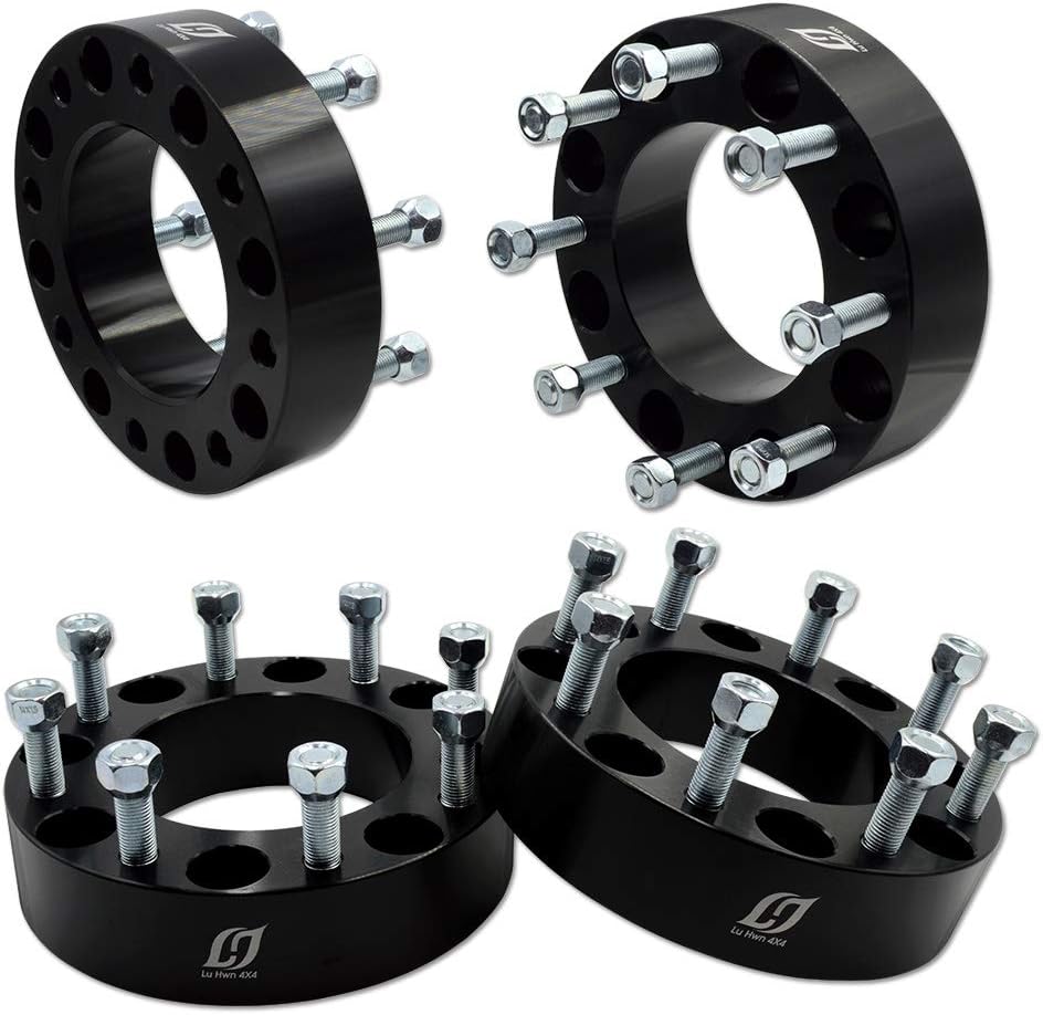 8x180 Wheel Spacers 2 inch Thick with M14x1.5 Studs, 125mm Hub Bore, Wheel Adapters, Pack of 4